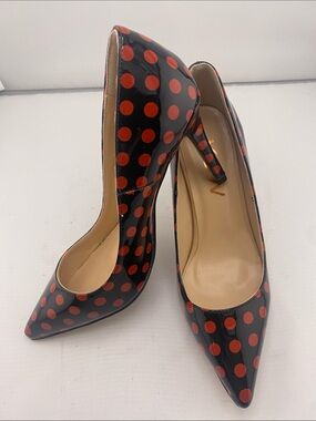 YDN Women’s rockabilly retro Black Patent Polka Dot PumpS 5